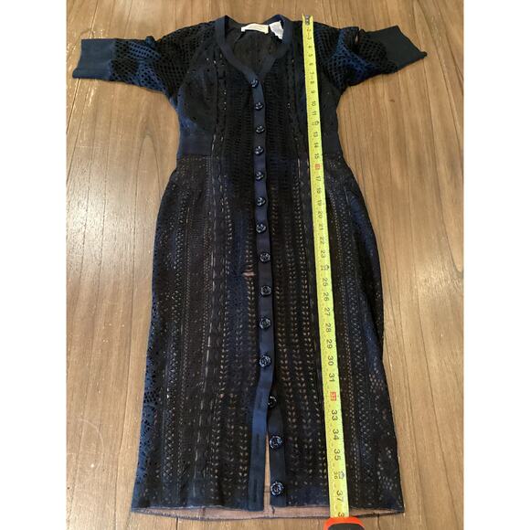 Anthropologie Beguile Byron Lars Mona Black Lace Button Front knit midi Dress 0 - Picture 6 of 12